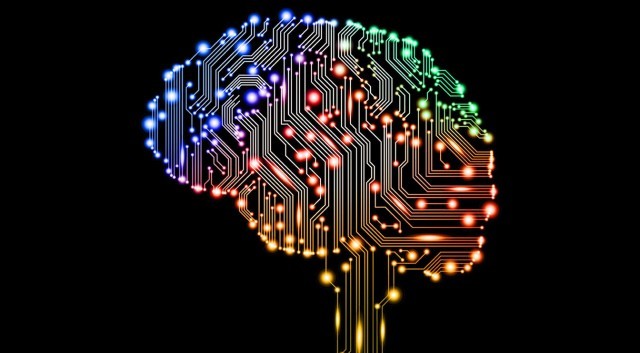Brain made of lighted circuitry